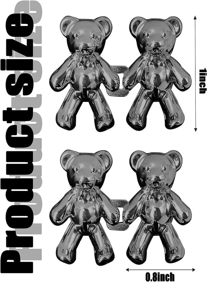 دروبوسيل دبابيس أزرار جينز على شكل دب لطيف من DROPOSALE، بدون خياطة، قابلة للفصل، تناسب الجسم، أبازيم تضييق مثالية للفتيات والنساء، مناسبة للتنانير والسراويل والجينز، عبوة معدنية من زوج واحد (أسود) - Image 2